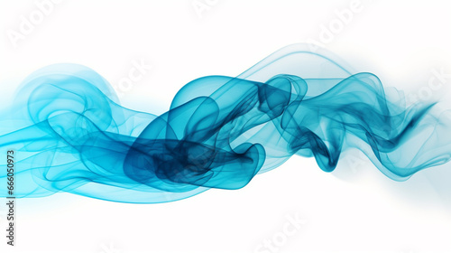 cyan blue smoke cloud isolated on white background. Generative Ai
