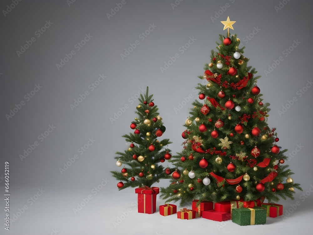 Christmas tree with gifts. Generative AI.