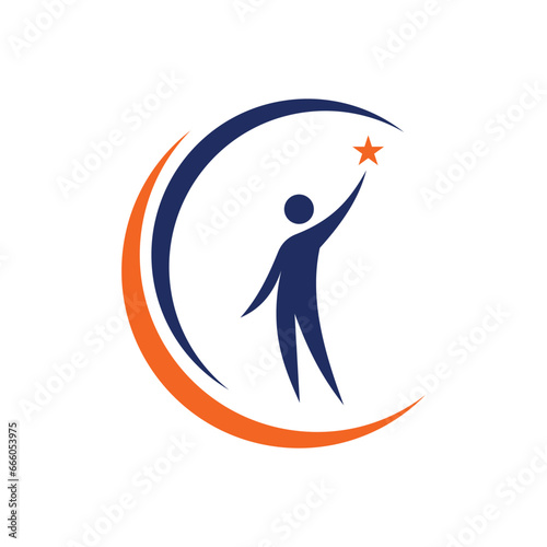 success people moon star logo icon