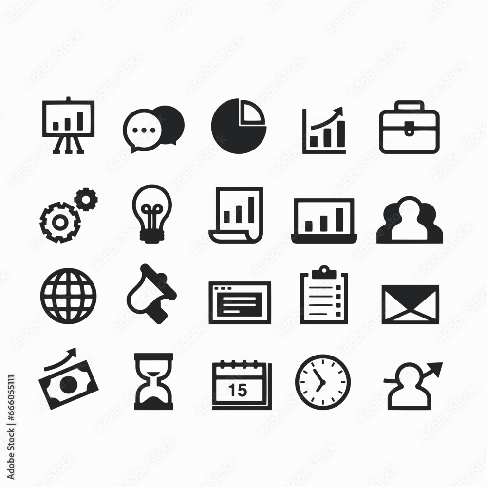 set of business vector icon, icon, set, business, growth, web, vector, symbol, icons, design, computer, sign, internet, media, doodle, phone, website, illustration, button, mobile, collection, profit