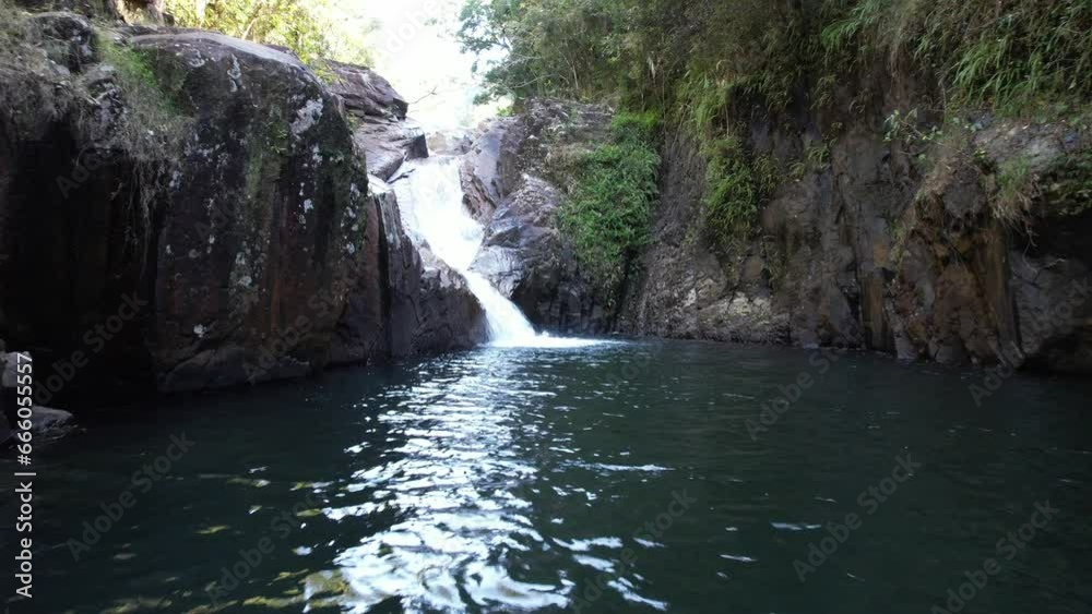 4k drone video of Finch Hatton Gorge Waterfall