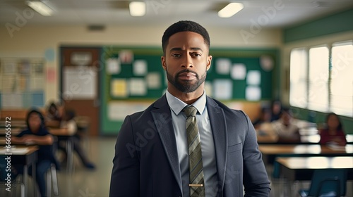 Wallpaper Mural Portrait of a young African American male teacher in a classroom Torontodigital.ca