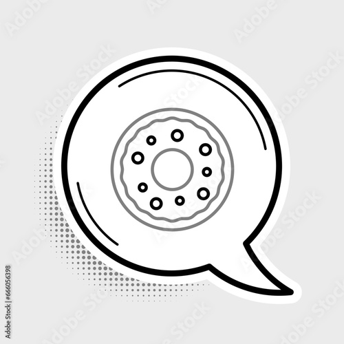 Line Donut with sweet glaze icon isolated on grey background. Colorful outline concept. Vector
