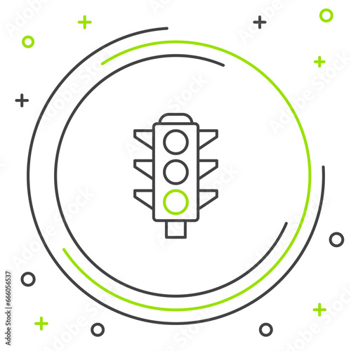 Line Traffic light icon isolated on white background. Colorful outline concept. Vector