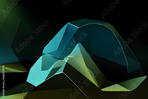 Abstract green geometric polygon background with twisted shapes science technological futuristic theme