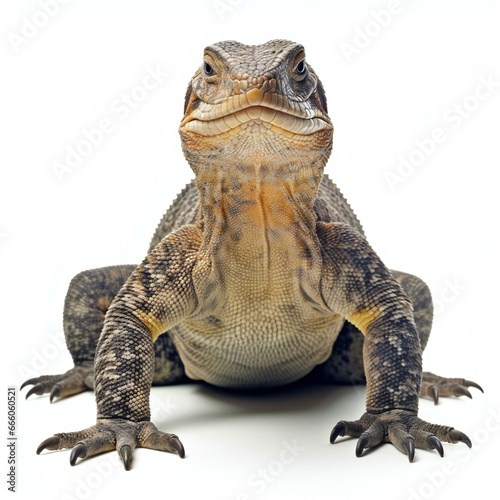 Close-up of a bearded dragon isolated on a white background