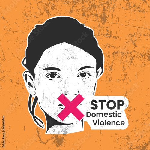 	
Stop, domestic violence, creative social issue, flat illustration, acknowledge domestic violence, aesthetic illustration, Concept of domestic abuse and sexual harassment, violence against women