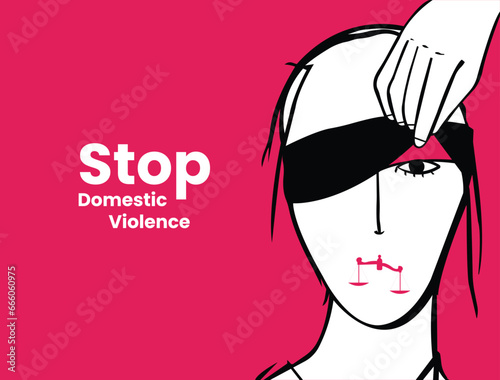 	
Stop, domestic violence, creative social issue, flat illustration, acknowledge domestic violence, aesthetic illustration, Concept of domestic abuse and sexual harassment, violence against women