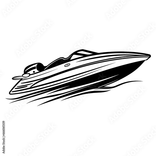 Hand Drawn Icon Illustration of Speed Boat. SVG Vector