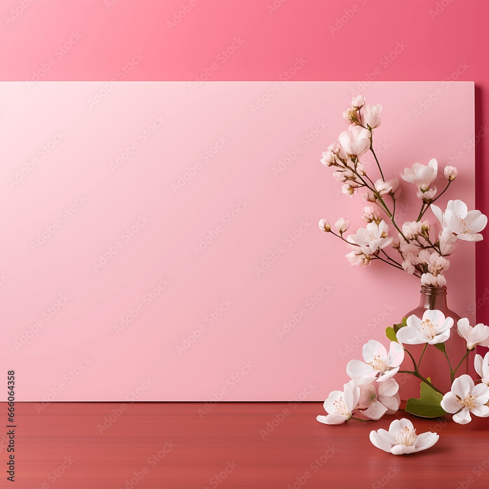pink podium mockup with flower