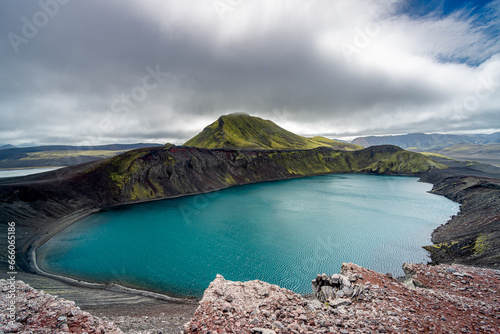 Cratere di Blahylur, Landmannalaugar, Fjallabak riserva naturare, Islanda Highlands 