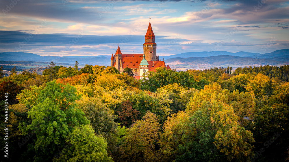 Bouzov castle in autumn