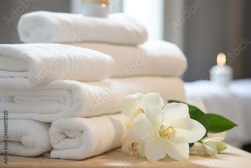 White towels in the spa salon