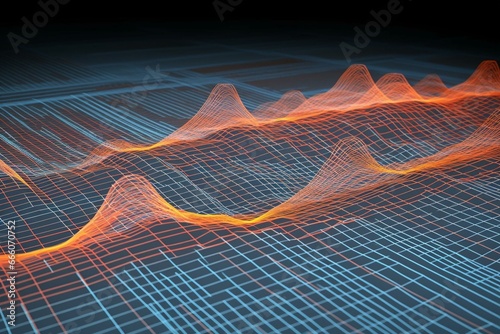 Representation of seismic activity and earthquake measurement with lines and waveforms. Generative AI photo