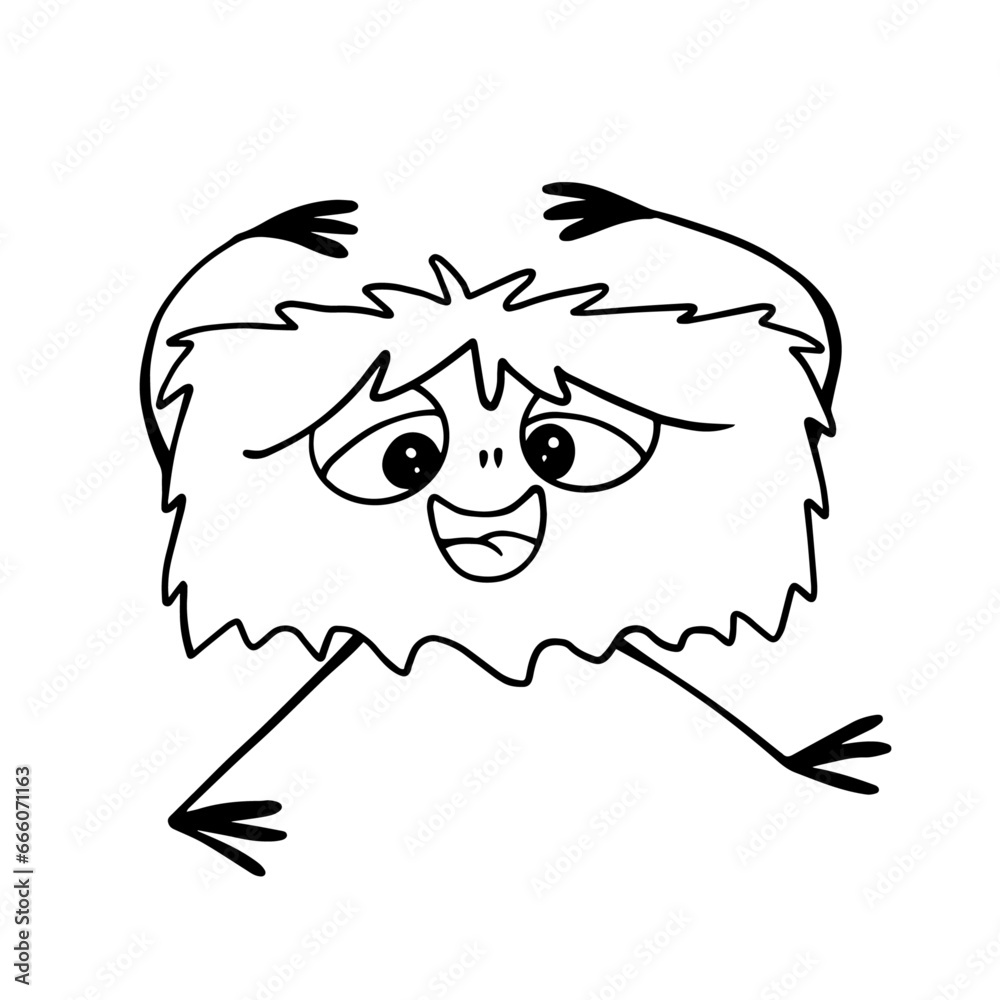 Line sketch, coloring of a funny furry monster. Vector graphics. Line sketch, coloring of a funny furry monster. Vector graphics.
