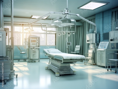 Modern operating or surgery room in a hospital, healthcare concept