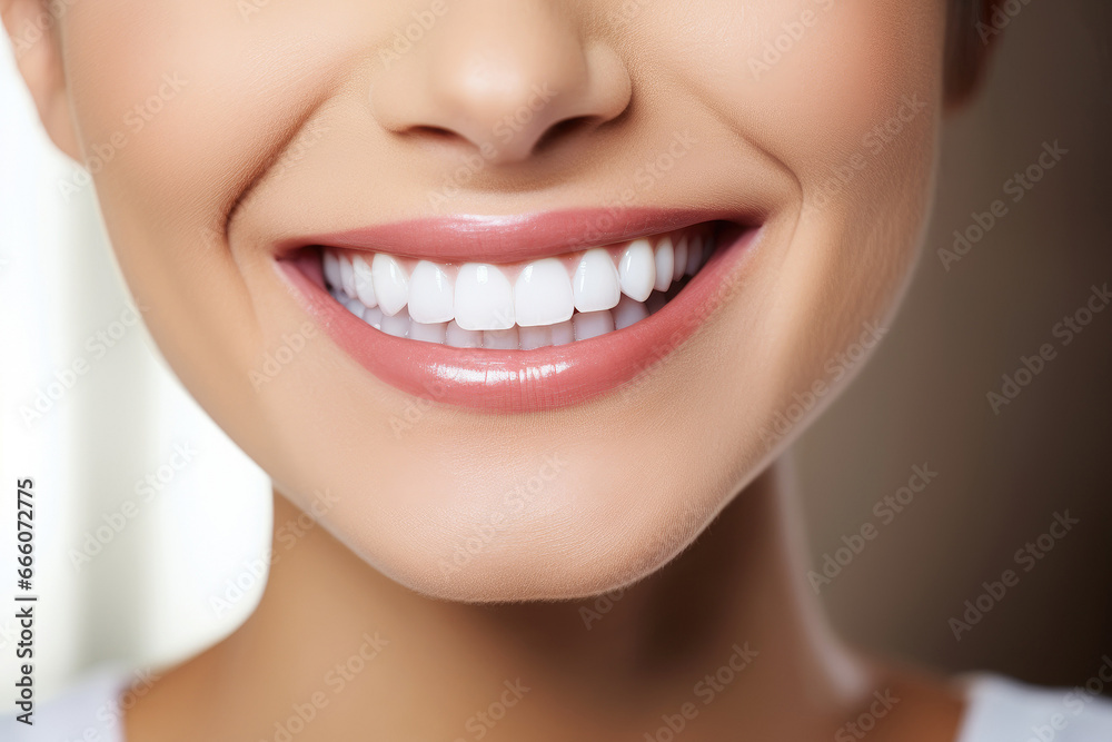 Portrait of a woman with a snow-white smile