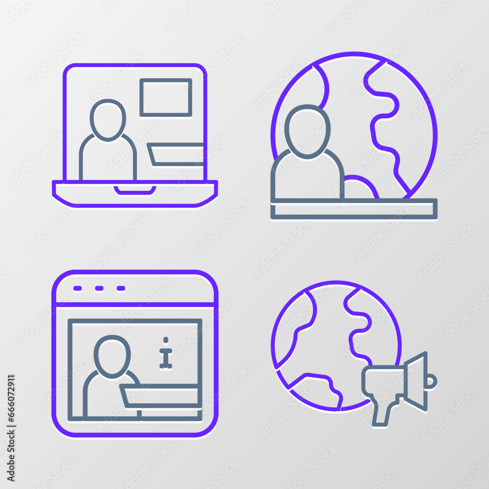 Set line World news, Information, and icon. Vector Set line World news, Information, and icon. Vector