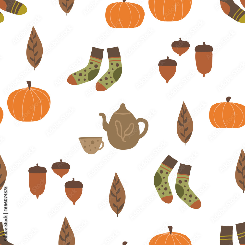 A seamless pattern with an autumn design. BOHO style ideas