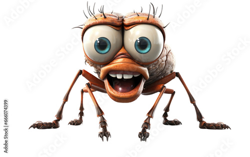 Inquisitive Monster Bug with Big Eyes 3D Character Isolated on Transparent Background PNG. © Haider