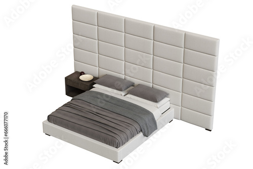 bed isolate on a transparent background  interior furniture  3D illustration  cg render 