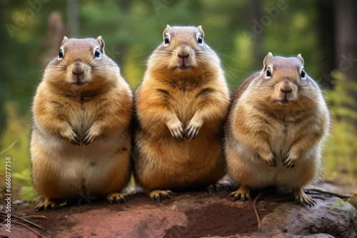 Group of funny chipmunks in the wild © Veniamin Kraskov