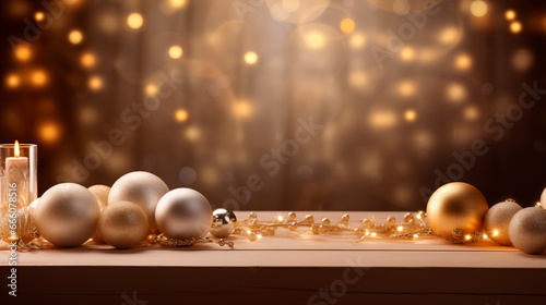 Festive mockup banner with baubles decoration 