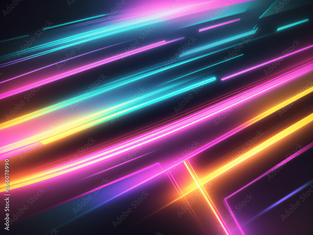 Futuristic Diagonal Neon Streaks 4K Wallpaper.
