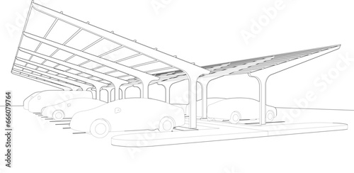 3D illustration of parking lot