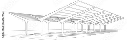 3D illustration of parking lot