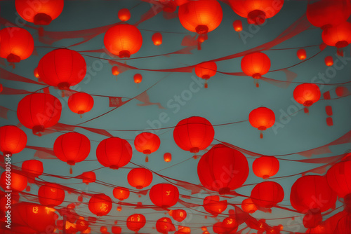 red chinese lanterns background at night