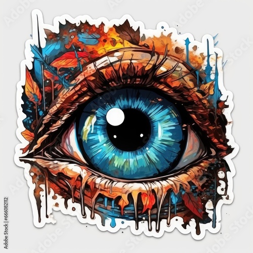 eye big tattoo sticker illustration Halloween scary creepy horror crazy devil