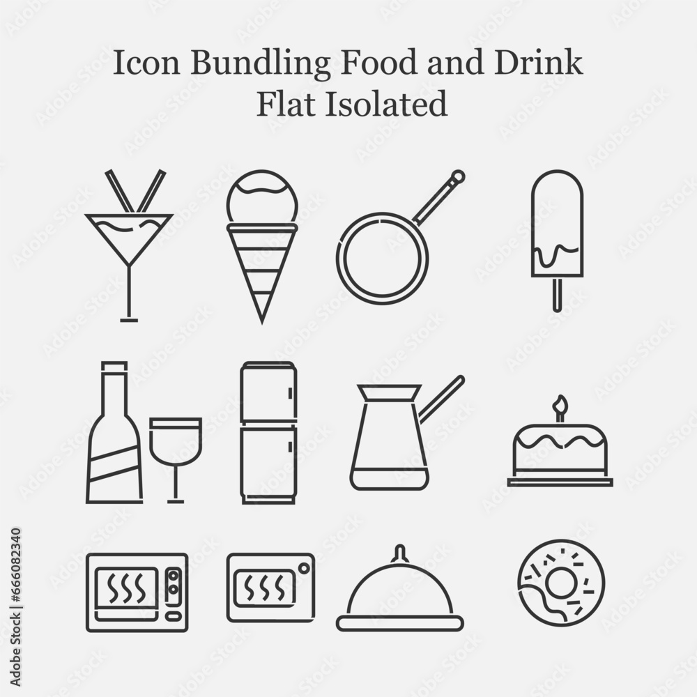 Set of line icons for food, drinks and drinks flat design isolated . Vector illustration eps 10 Set of line icons for food, drinks and drinks flat design isolated . Vector illustration eps 10