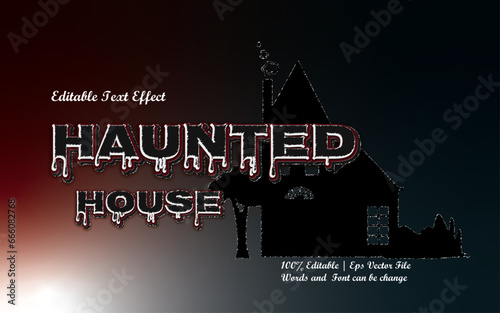 haunted house 3d logo template aditable text effect style  photo