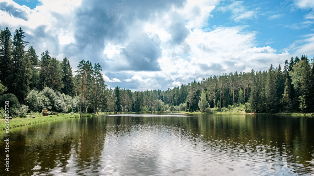 Obraz premium Beautiful forest lake in Russia.