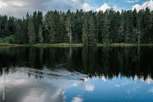 Beautiful forest lake in Russia.