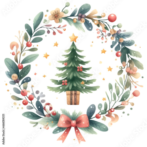 Christmas floral wreath illustration