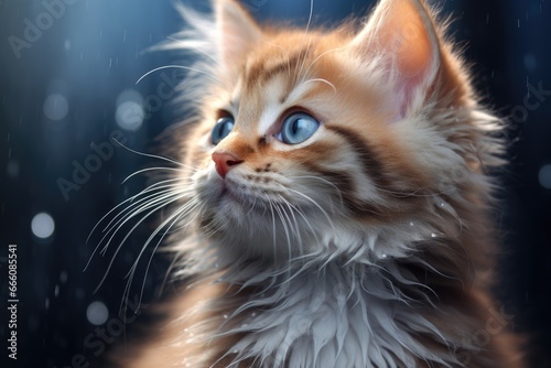 Closeup of a fluffy kitten Adorable kitten Beautiful cute little cat closeup © PinkiePie