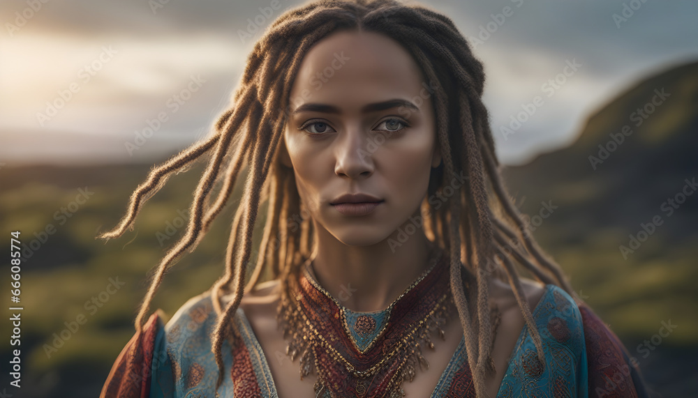 A women wear Moroccan Caftan Dress with background ai generative A women wear Moroccan Caftan Dress with background ai generative