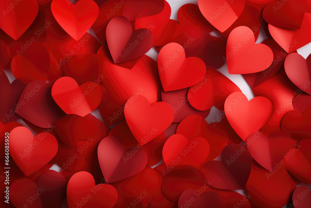 Background with red hearts for Valentine's Day