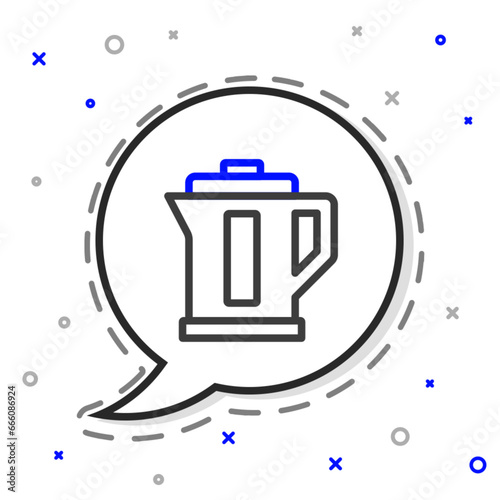 Line Electric kettle icon isolated on white background. Teapot icon. Colorful outline concept. Vector