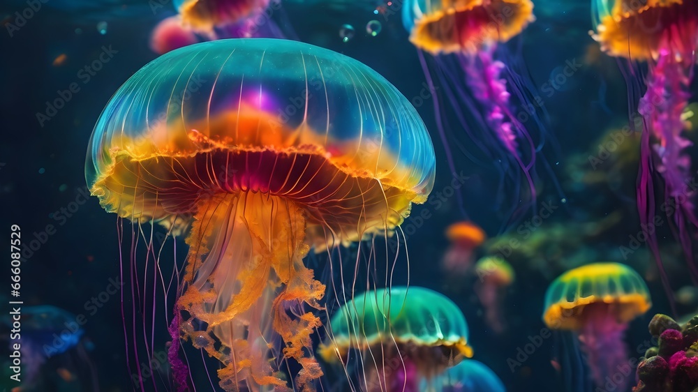 Colorful jelly fish