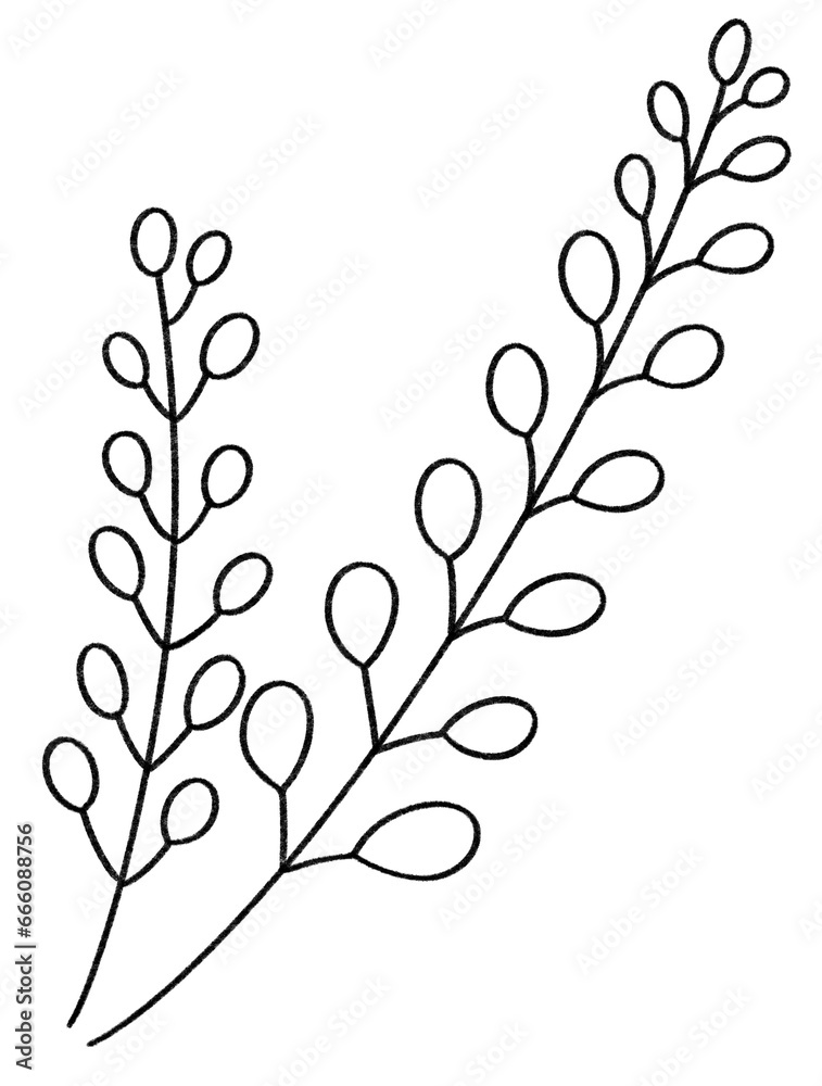Line art of flowers and grass
