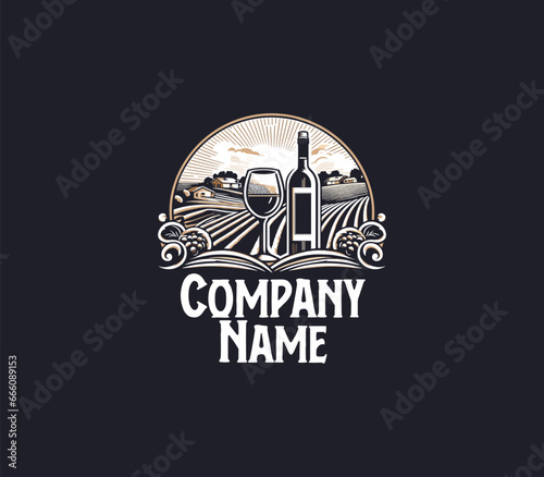 wine real estate logo design illustration
