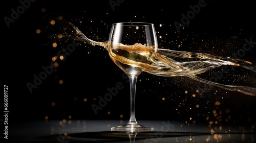  a glass of wine with a splash of water on it.  generative ai