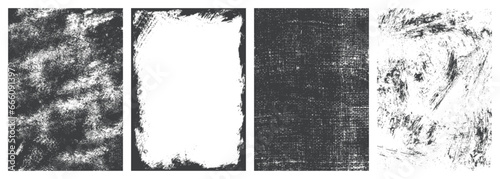 Scratched textures monochrome set poster