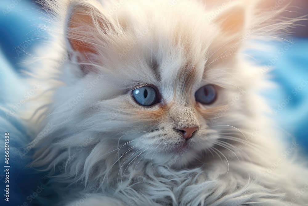 Closeup of a fluffy kitten Adorable kitten Beautiful cute little cat closeup