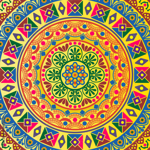 Flower Mandalas.Colorful ethnic patterned background illustration