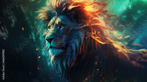 Vibrant Leo Zodiac Lion Artwork © JJS Creative