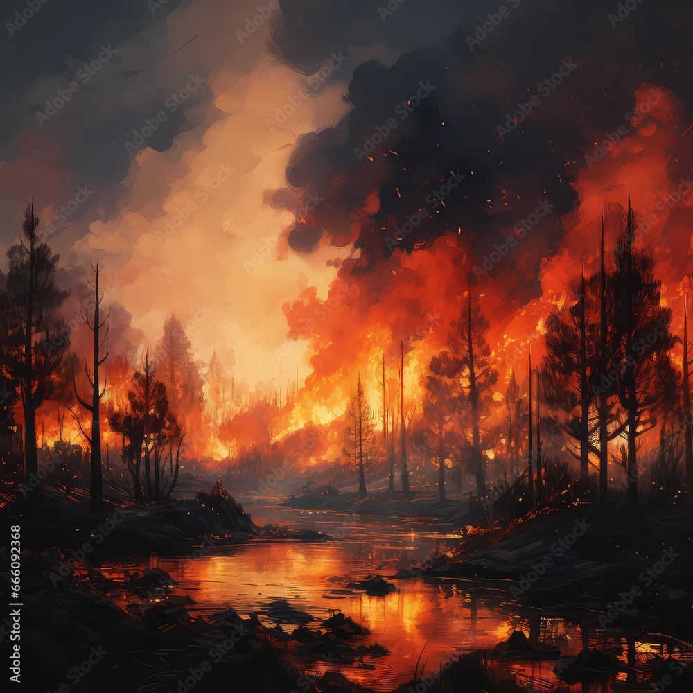 Impending Wildfire Threatening Forested Area Impending Wildfire Threatening Forested Area